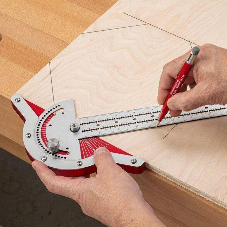 Woodworking Edge Ruler Protractor Angle Protractor Woodworking Scriber Ruler Angle Measure Stainless Steel Carpentry Tool - MRSLM