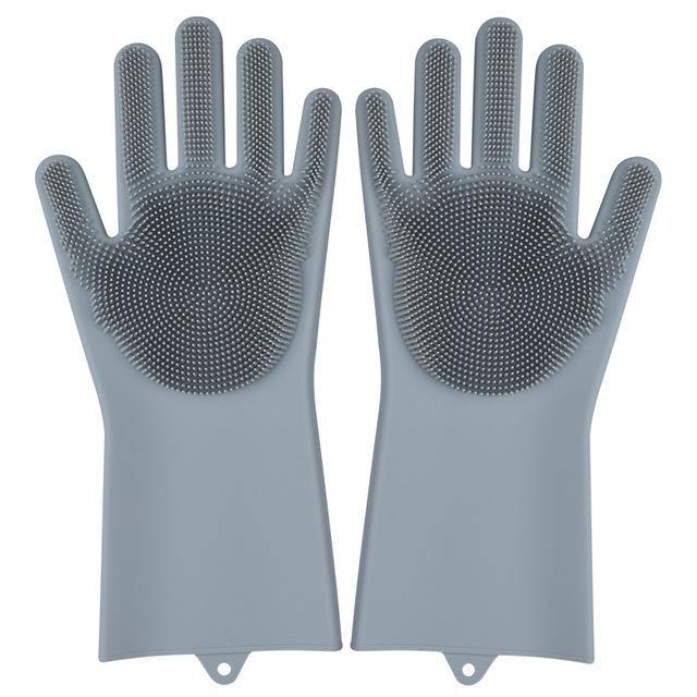 Silicone Dishwashing Glove Kitchen Cleaning Glove Convenient Brush Glove Quick to Clean Plates - MRSLM