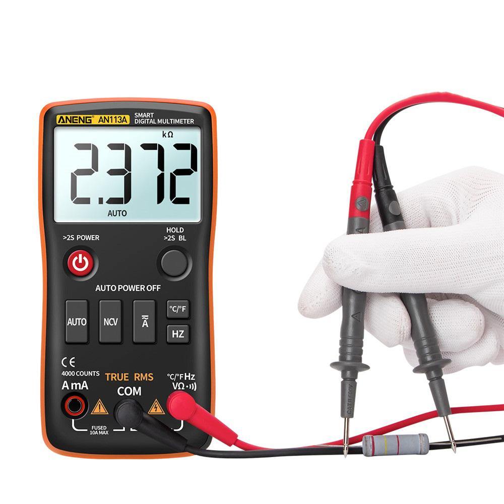 ANENG AN113A Intelligent Auto Measure True- RMS Digital Multimeter 4000 Counts Resistance Diode Continuity Tester Temperature AC/DC Voltage Current Meter - MRSLM