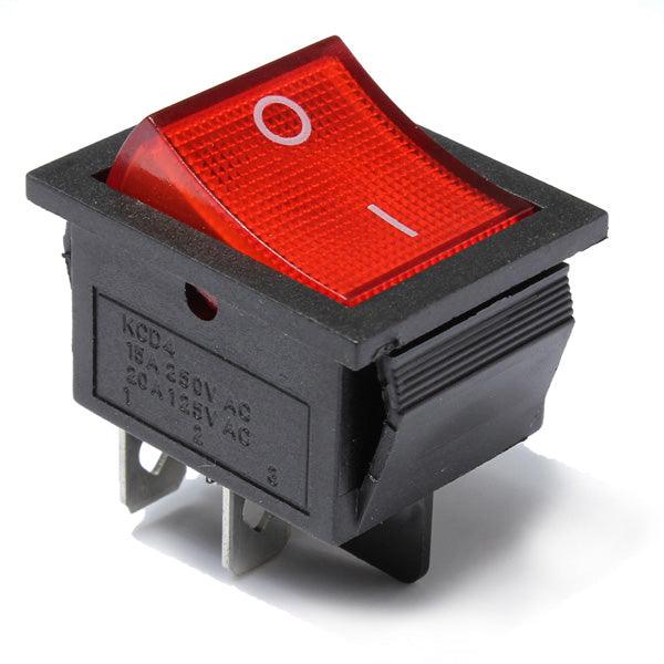 20pcs Red Light Lamp 4 Pin DPST ON-OFF Rocker Boat Switch 13A/250V 20A/125V - MRSLM