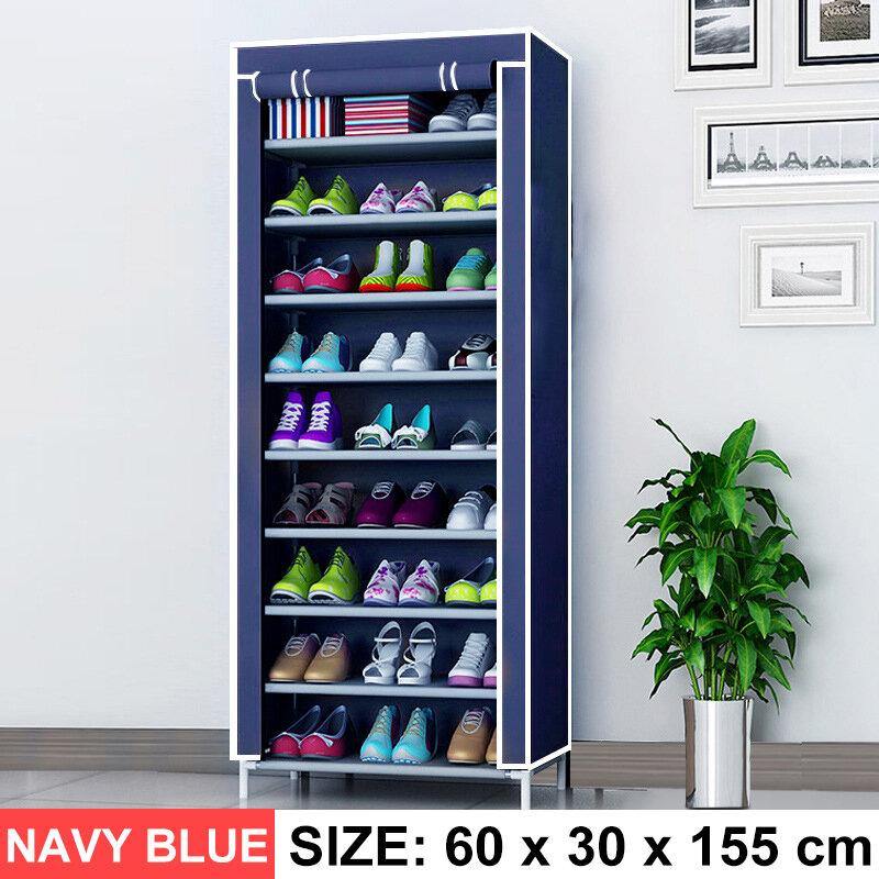 10 Tier DIY Shoe Rack Portable Storage Cabinet Organiser Wardrobe Dustproof - MRSLM