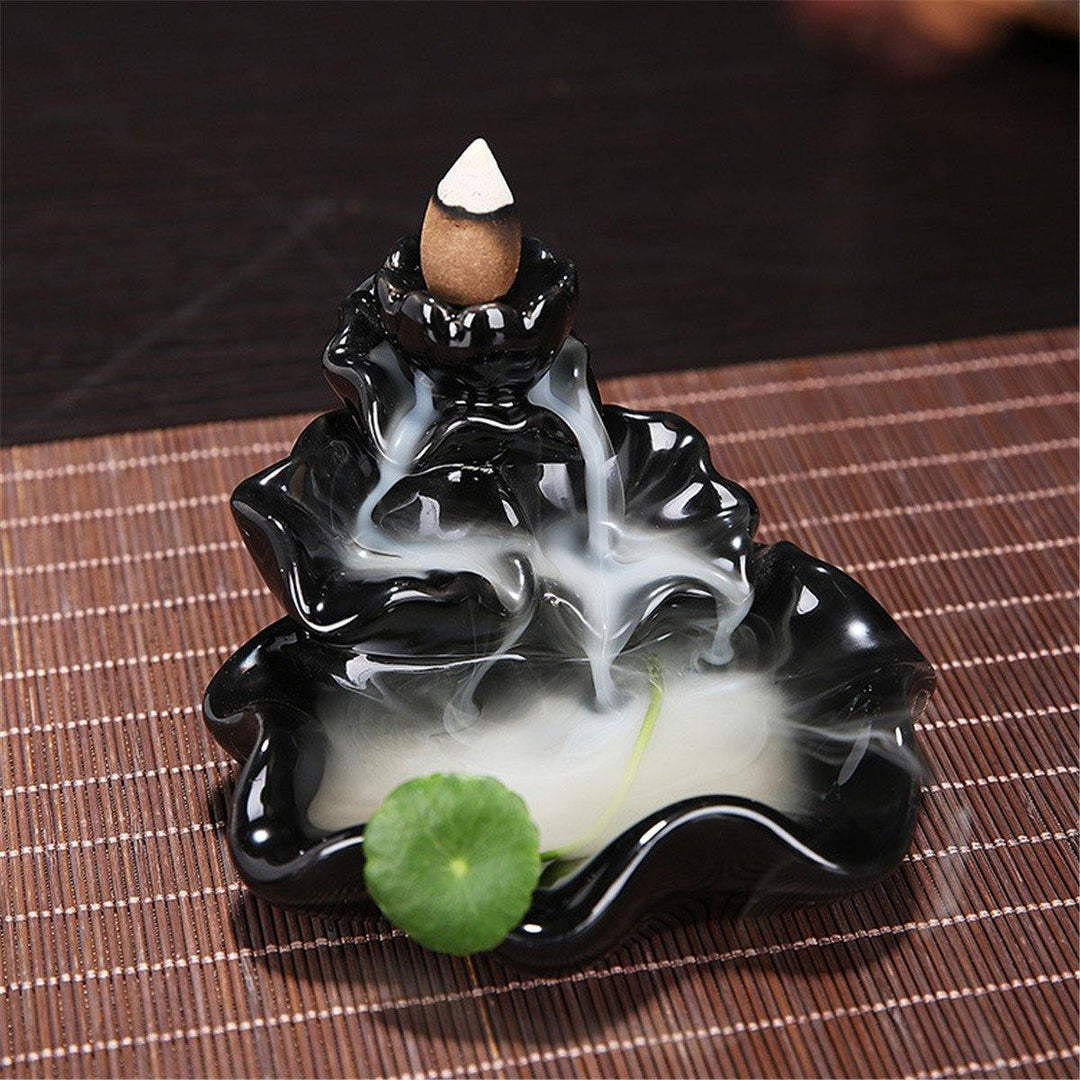 6 Style Buddhist Incense Burner Smoke Backflow Ceramic Glaze Censer Cone Holder - MRSLM