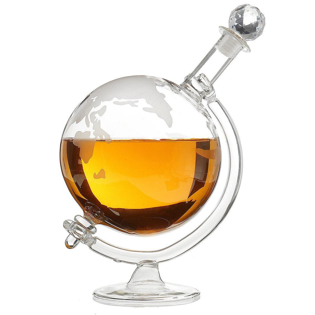 1L Whiskey World Globe Glass Crystal Decanter Liquor Spirits Bottles Gift - MRSLM