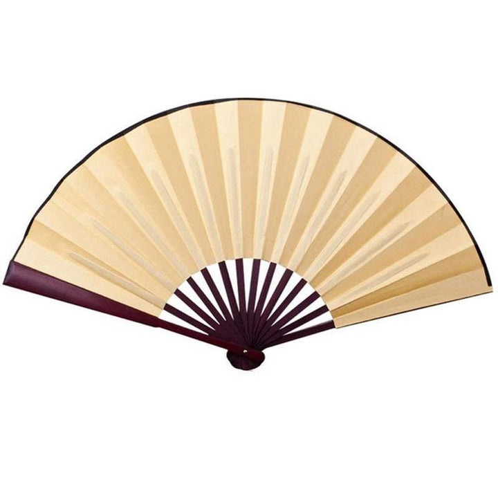 8"/10" Silk White Chinese Folding Fan Hand Wave Fan Wooden Bamboo DIY Craft Fan For Wedding Party Pocket Home Decor - MRSLM