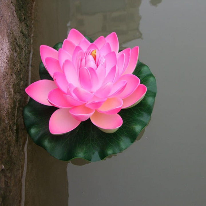18cm Floating Artificial Lotus for Aquarium Fish Tank Pond Water Lily Lotus Flower Home Decorations - MRSLM