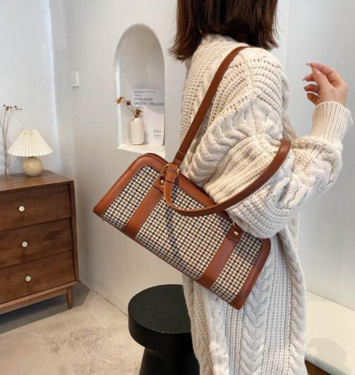 houndstooth PU shoulder bag, view 8 - MRSLM