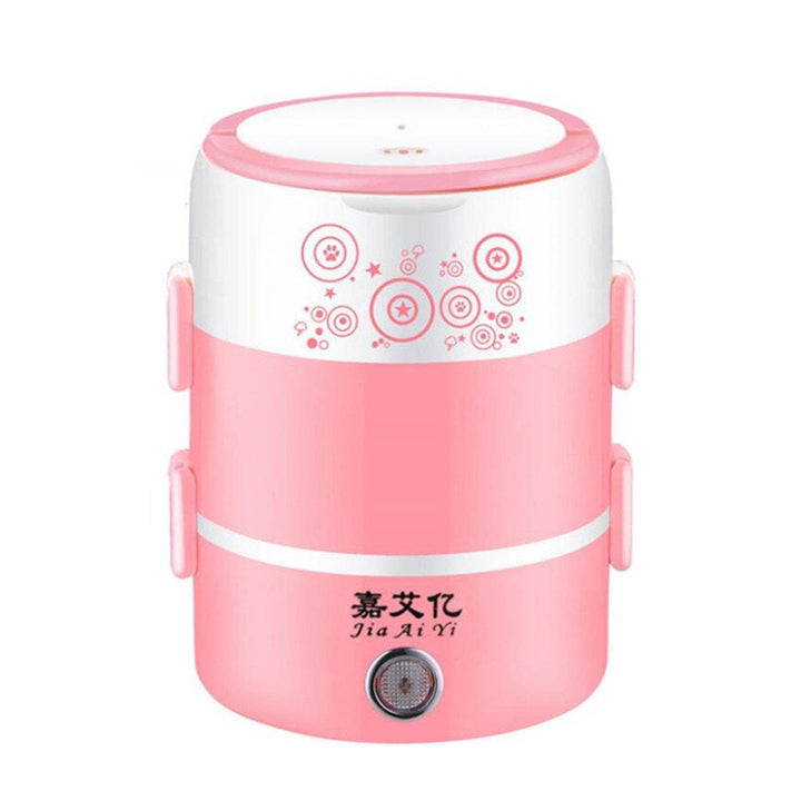 2L 3 Layers Electric Rice Cooker Heating Lunch Box Food Warmer Meal Container - MRSLM