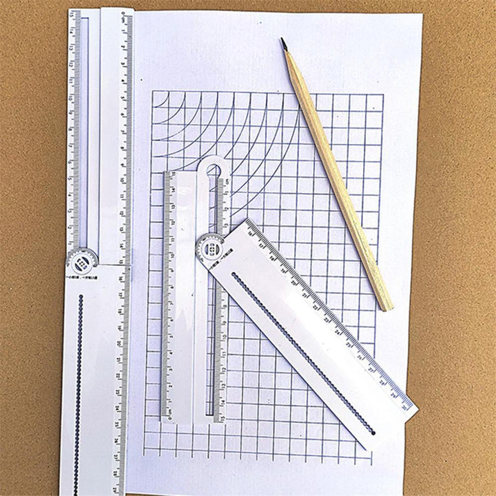 Multifunctional Angle Gauge Adjustable DIY Angle Ruler Protractor Math Geometry Drawing Ruler - MRSLM