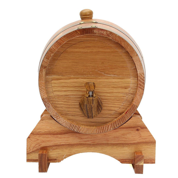 10L Wood Oak Timber Barrel Keg Wine Spirits Whisky Port French Toasted with Stand Wooden Barrel - MRSLM