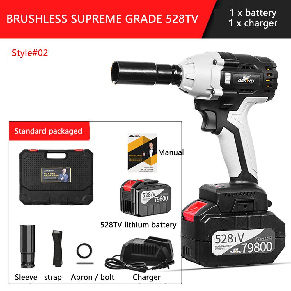 NANWEI 380N.M Brushless Electric Impact Wrench Adjustable Speed Regulation with 4.0/6.0Ah Lithium Battery and Charger - MRSLM