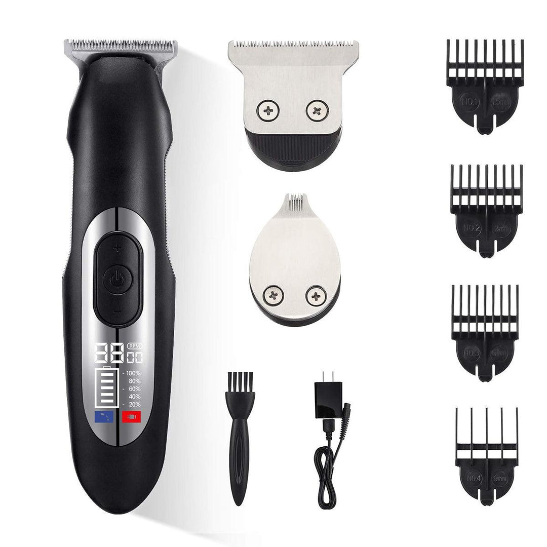 Liaboe Men Professional Hair Clippers LCD Cordless Rechargeable Hair Trimmer Sideburns Trimmer Haircut Machine W/ 4 Limit Combs - MRSLM