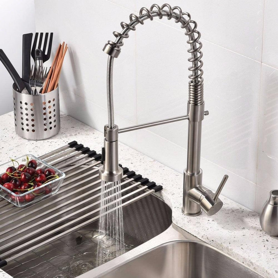 Nickel Brass Modern Mixer Tap Spring Single Lever Pull Out Spray Kitchen Bathroom Faucet New - MRSLM