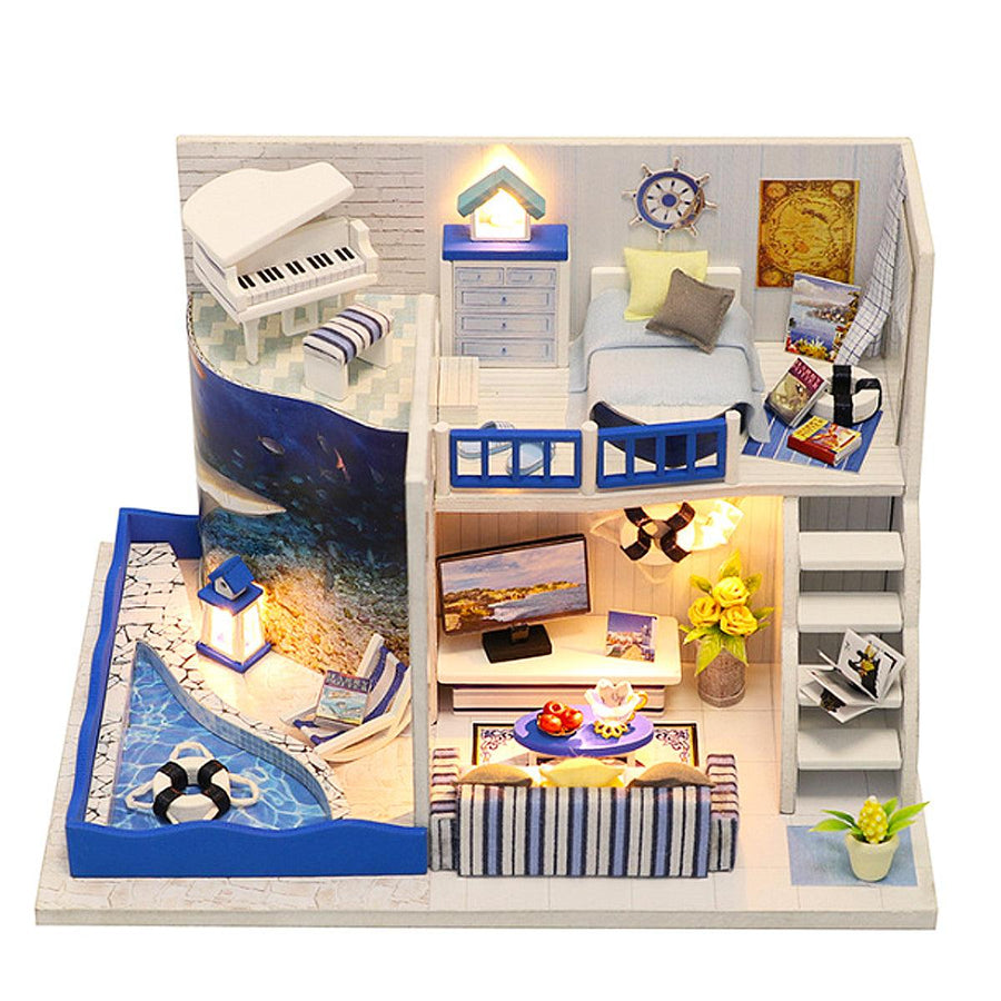 Hoomeda M040 Miniature Diy Puzzle Villa Dollhouse Wooden Building Doll House Toys Birthday Gifts - MRSLM