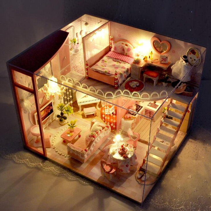 2020 Christmas Decoration DIY Doll House Wooden Doll Houses Miniature Dollhouse Furniture Kit Toys for Children New Year Christmas Gift - MRSLM