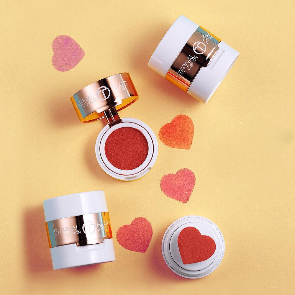 O.TWO.O Air Cushion Blusher Folding Heart Shape Shimmer Blush Rouge 4 Colors Easy To Wear Natural Face Contour Make Up - MRSLM