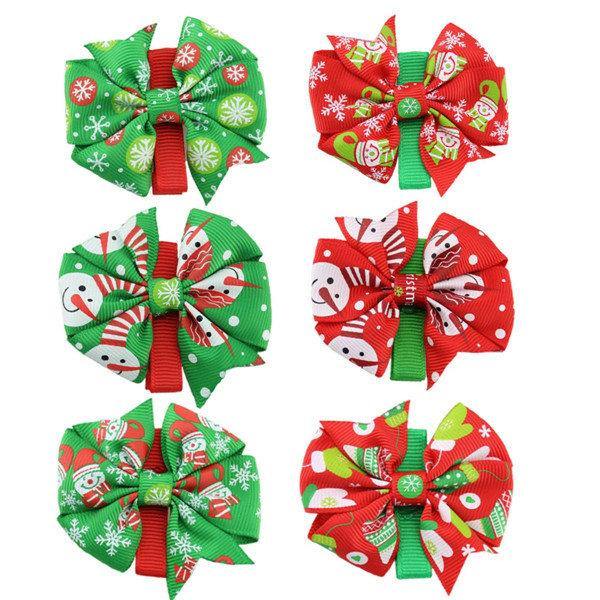 Lovely Girls Baby Christmas Hairpins Bowknot Hair Clips Xmas Accessories 6 Different Patterns - MRSLM