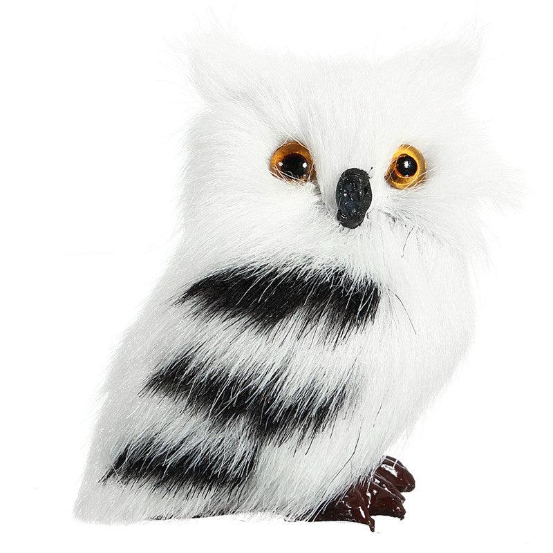 2 PCS Owl White Black Furry Christmas Ornament Decoration Toys Adornment Simulation - MRSLM