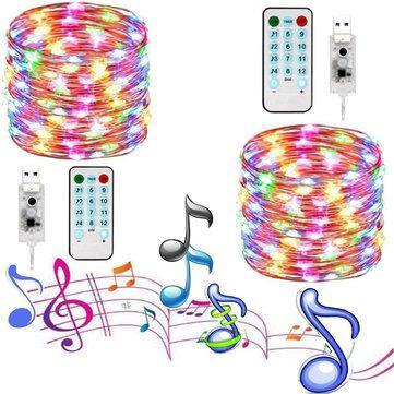 USB Waterproof Music Sound-activated 10M LED String Light Wedding Christmas Decor with 17Keys Remote Control - MRSLM