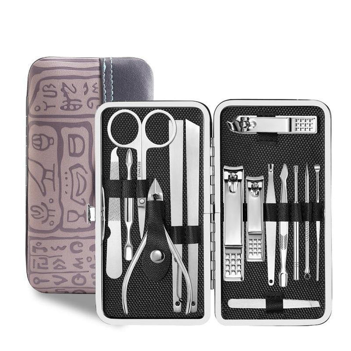 15Pcs Nail Clipper Set Nipper Cutter Scissors Tweezers Kit Stainless Steel Manicure Set - MRSLM