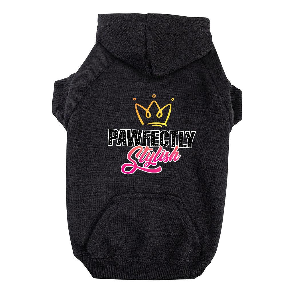 Pawfectly Stylish Dog Hoodie with Pocket - Crown Dog Coat - Printed Dog Clothing - MRSLM