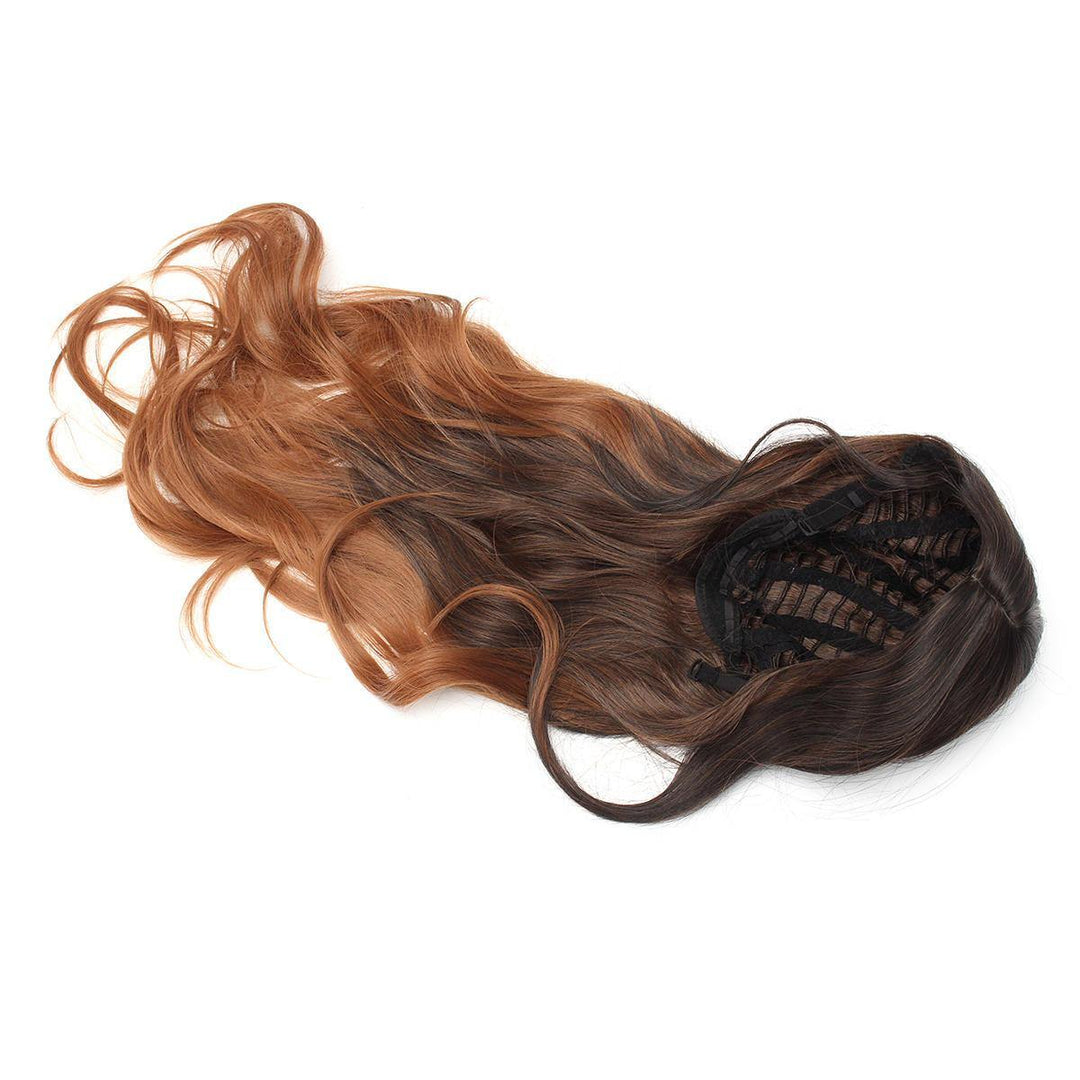Women's Long Wavy Curly Hair Synthetic Wig Black Brown Ombre Cosplay Party Wig - MRSLM