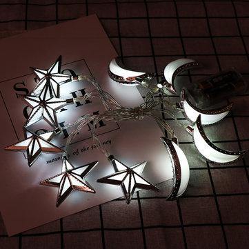 Battery Powered 10PCS Moon Star Shape Eid Ramadan LED String Light Indoor Home Party Decor - MRSLM