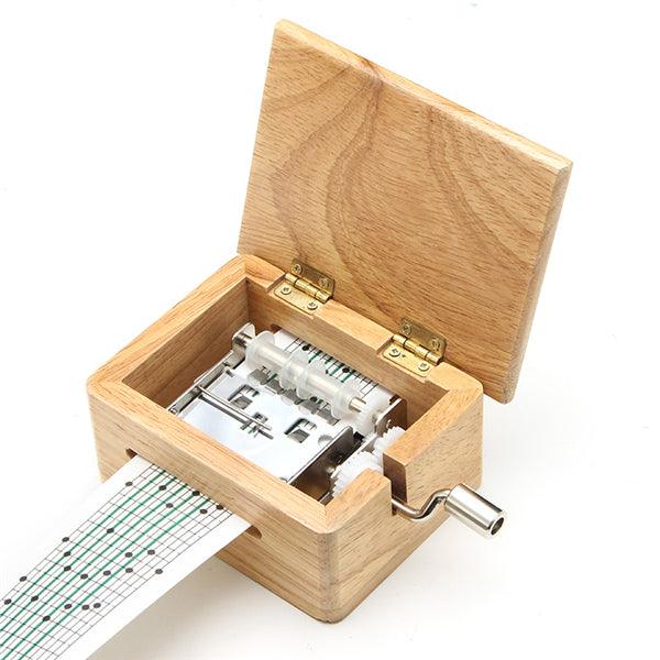 15 Tone DIY Hand-cranked Music Box Wooden Box With Hole Puncher And Paper Tapes - MRSLM