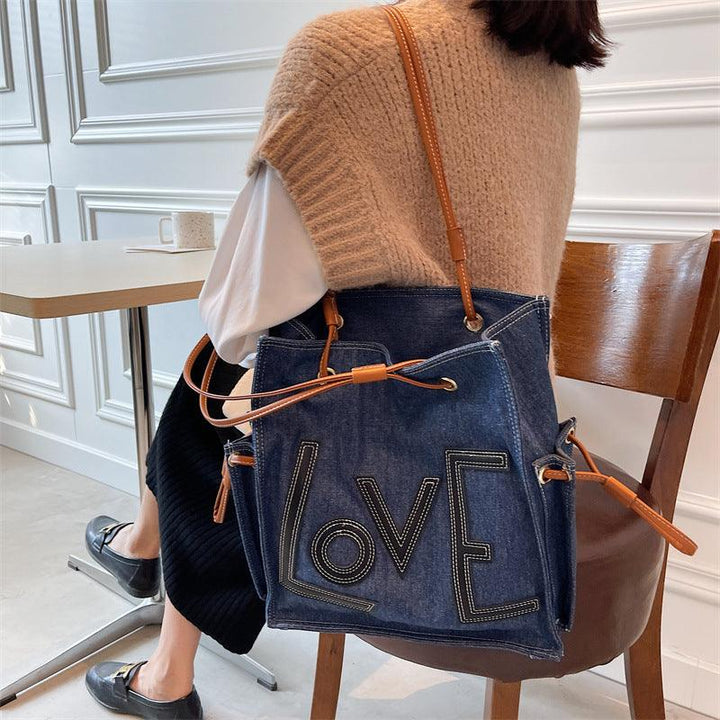 Handbag Simple Letters One-shoulder Bucket Bag - MRSLM