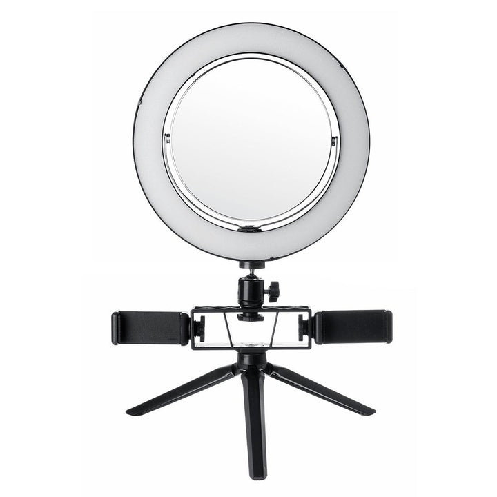 8.7/12.6 Inch LED Dimmable Video Ring Light Tripod Stand with Mirror 2 Phone Clip for Youtube Tik Tok Makeup Live Streaming - MRSLM