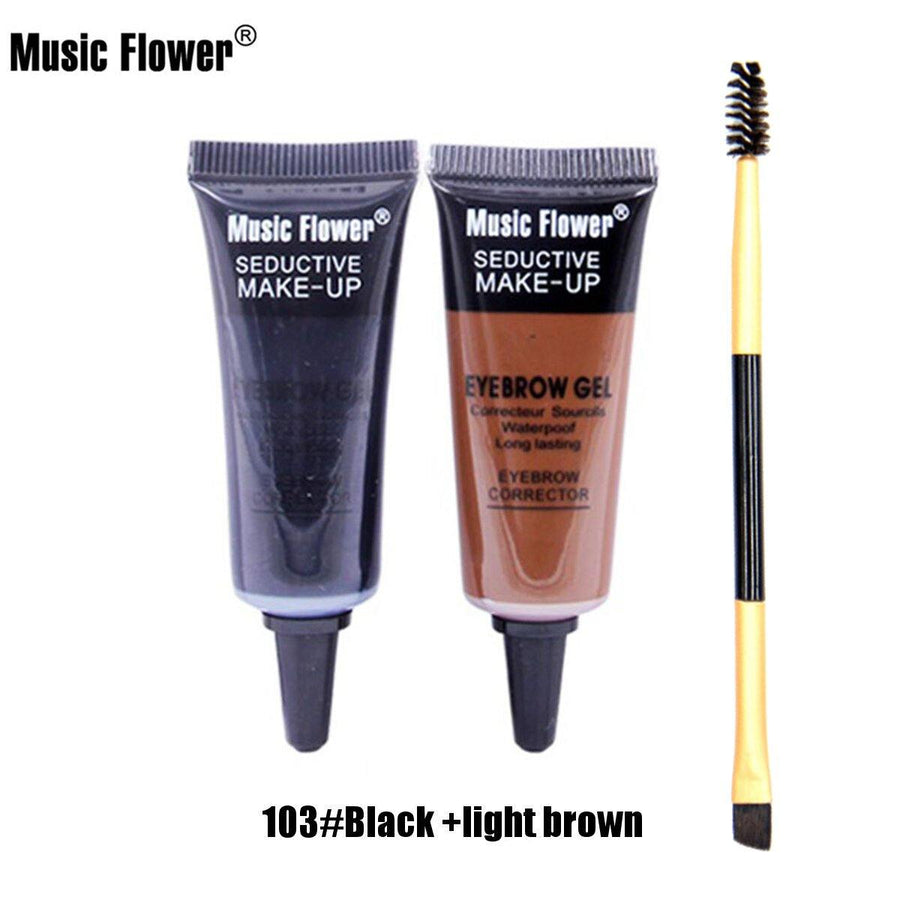 Music Flower 2 Color Eyebrow Gel Eye Brow Enhancers Waterproof Makeup Brush Set - MRSLM