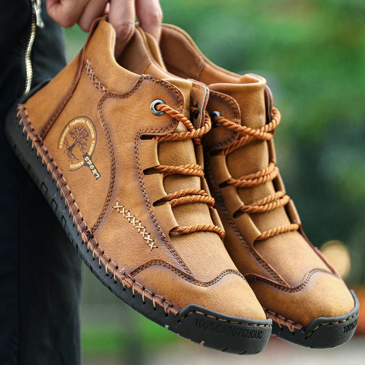 Men Vintage Hand Stitching Soft Business Casual Ankle Boots - MRSLM