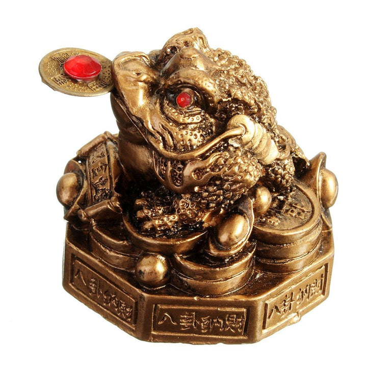 KiWarm Classic Toad Lucky Money Gifts Home Golden Color Feng Shui Chinese Coin Decorations Wealth Statue Decoration Ornament - MRSLM