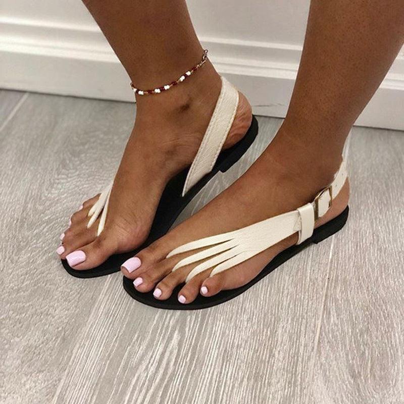 Women's Flip Flops Flat Side Large Size Fashion Sandals - MRSLM