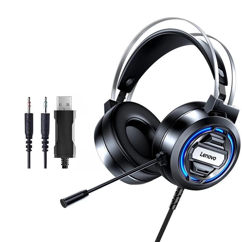 Lenovo H401 Gaming Headset Over-ear 3.5mm USB 7.1 Surround Sound Deep Bass Stereo Game Headphones with Mic for PC Laptop Gamer - MRSLM