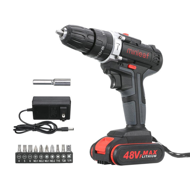 Topshak TS-ED1 Cordless Electric Impact Drill Rechargeable Drill Screwdriver W/ 1 or 2 Li-ion Battery - MRSLM