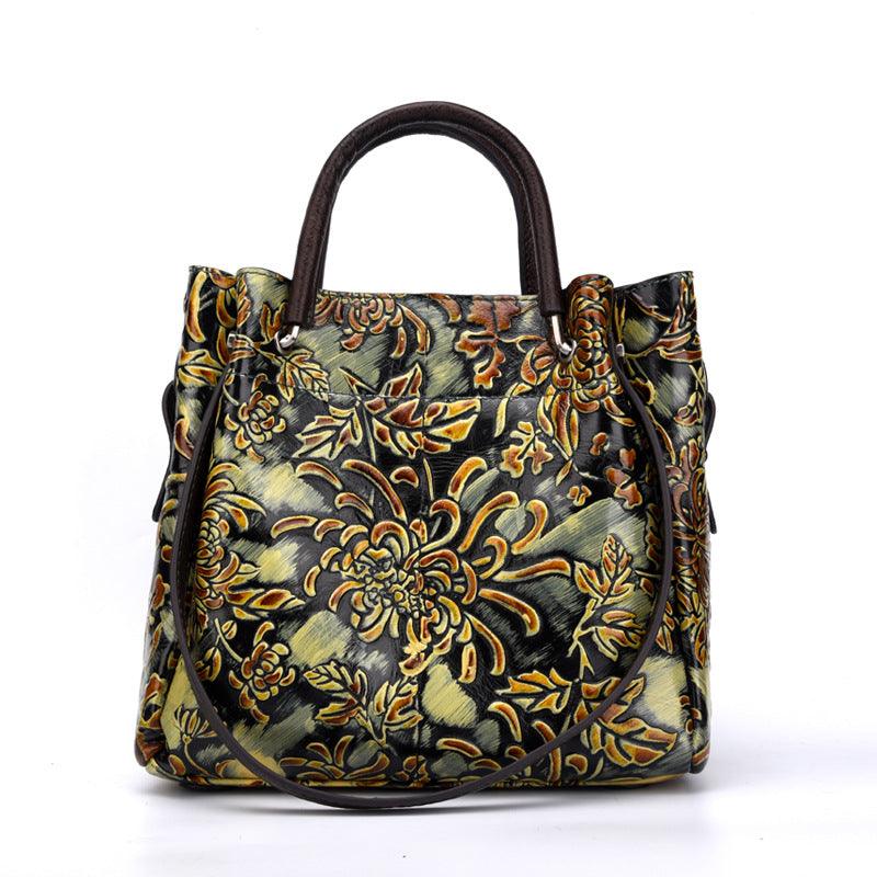 Embossed cowhide women's messenger bag, view 7 - MRSLM
