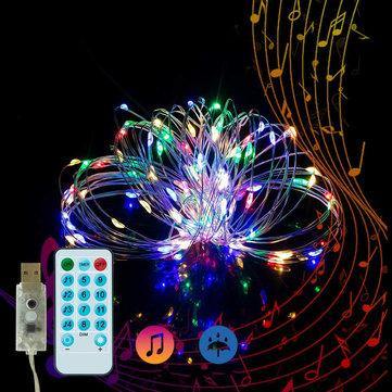 5M Music Voice-activated 50LED USB Fairy String Light Wedding Christmas Decor with 17Keys Remote Control - MRSLM