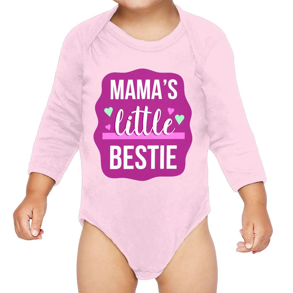 Mama's Bestie Baby Long Sleeve Onesie - Trendy Baby Long Sleeve Bodysuit - Graphic Baby One-Piece - MRSLM