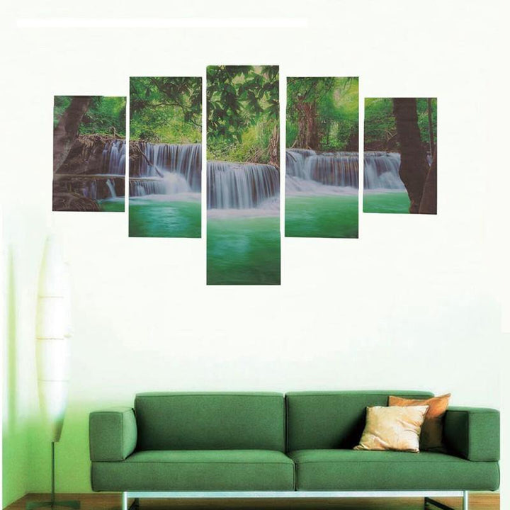 Rimless Landscapes Green Waterfalls High Definition Spray Paintings For Room Decorations - MRSLM