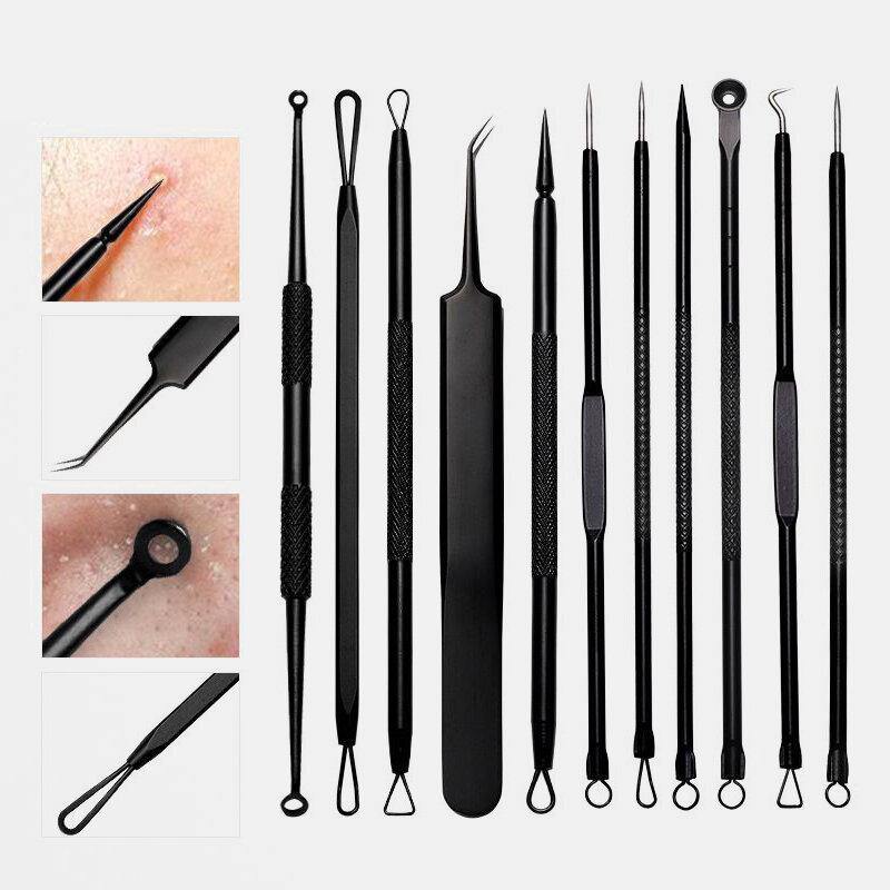 11 Pcs Acne Remover Tool Set Stainless Steel Double-Head Acne Needles Remove Acne Fat Particles Tool - MRSLM