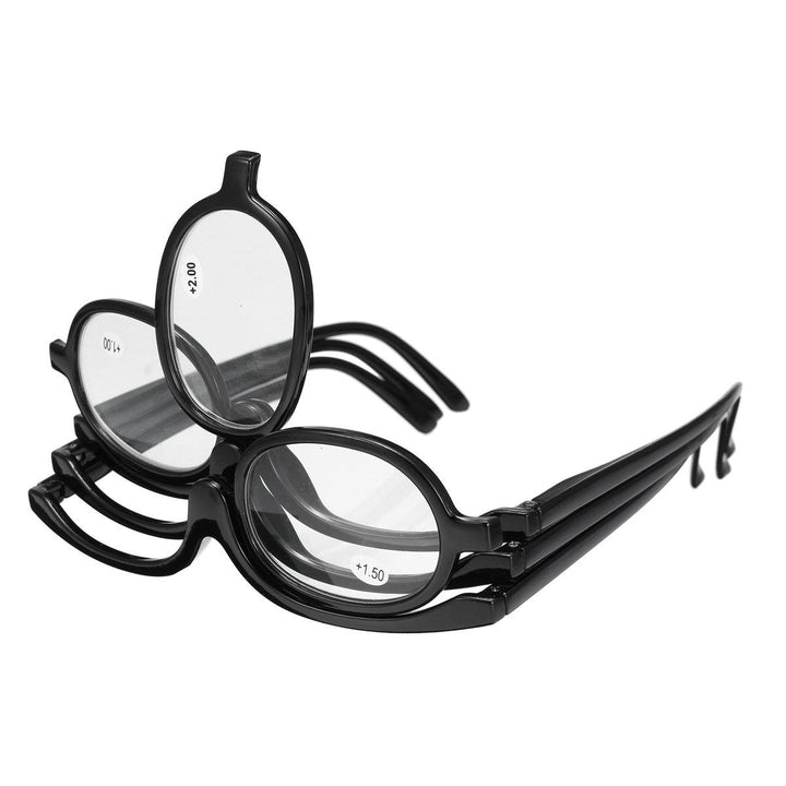 Women Makeup Magnifying Reading Glasses Flip Lens Make Up Eye Glasses +1.00 ~ +4.00 - MRSLM