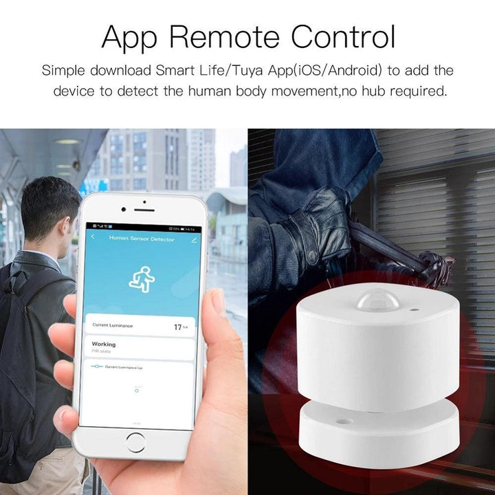 MoesHouse ZB PIR Motion Sensor Human Sensor Detector Intelligent Linkage Smart Home Alarm System Smart Life Tuya App Control - MRSLM