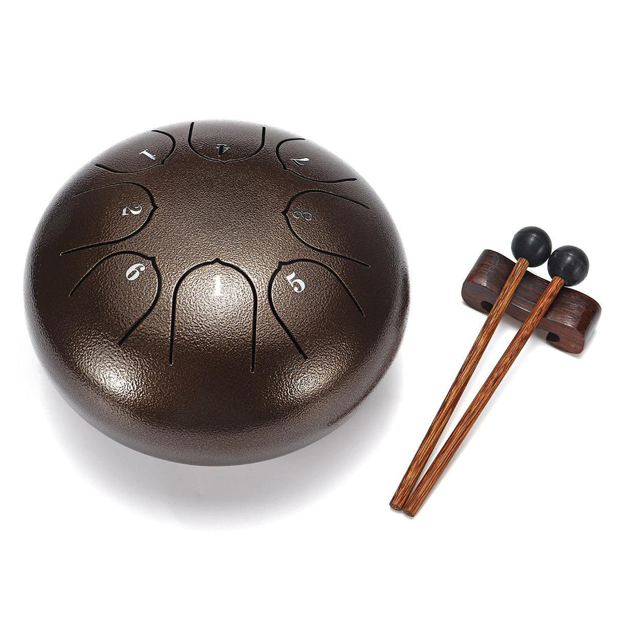 HLURU 6 Inch 8 Notes G Tune Steel Tongue Drum Handpan Instrument with Drum Mallets and Bag - MRSLM