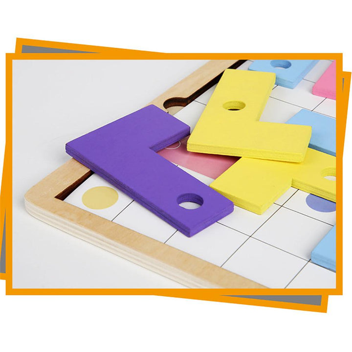 Russian Wooden Macarone Color Toy Tetris Puzzle Logical Thinking Development Educational for Kids - MRSLM
