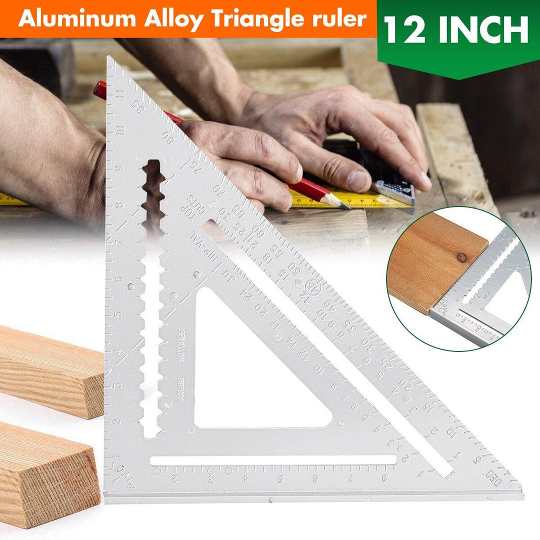 Aluminum Alloy Angle Square Triangle Ruler Roofing Carpenter Woodworking Tool - MRSLM