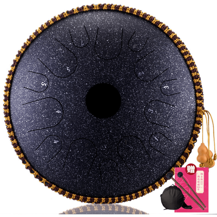 Hluru 14 Inch 14 Tone C Key Ethereal Drum Steel Tongue Drum Percussion Handpan Instrument with Drum Mallets and Bag - MRSLM
