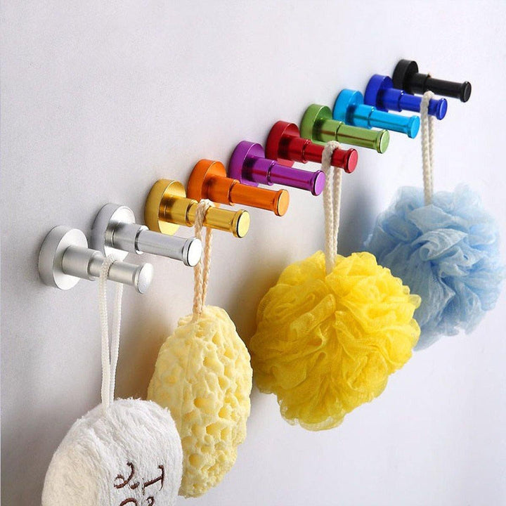 1Pcs Wall Mounted Decorative Bathroom Hooks Towel Racks Aluminum Finish Candy Color Clothes Hanger Towel Coat Robe Hook - MRSLM