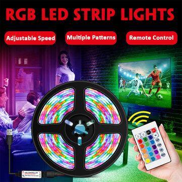 1M/2M/3M/4M/5M 2835 SMD USB RGB Waterproof LED Strip Light Outdoor Home Lamp 5V + 24Keys Remote Control - MRSLM