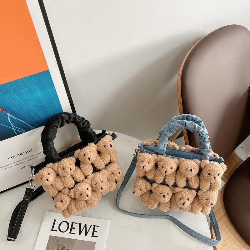 Denim bear doll bucket bag - MRSLM