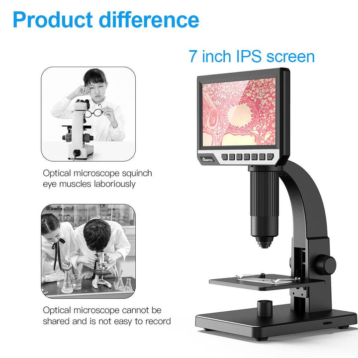 MUSTOOL MT315 2000X Dual Lens Digital Microscope 7-inch HD IPS Large Screen Multiple Lens for Circuit/Cells Observation Up&Down Light Source Support Computer Viewing - MRSLM